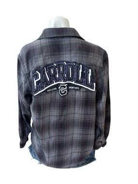 Carroll College Saints Helena Plaid Flannel Shirt MEDIUM Oversized Unique